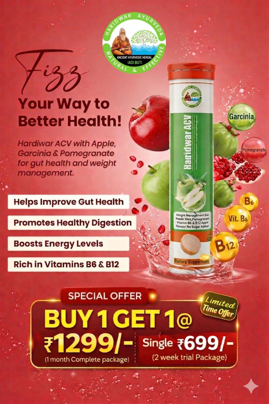 Haridwar ACV Tablets – Natural Apple Cider Vinegar for Gut Health & Weight Management